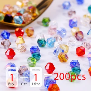 Beli 1 Dan Dapatkan 1 Gratis Manik-manik Kristal Mengkilap 4mm Manik-manik Bicone Manik-manik Kaca Manik-manik Pengatur Jarak Longgar untuk gelang DIY Membuat Perhiasan 200 buah 10 kit gelang persahabatan penjualan terbaik - №