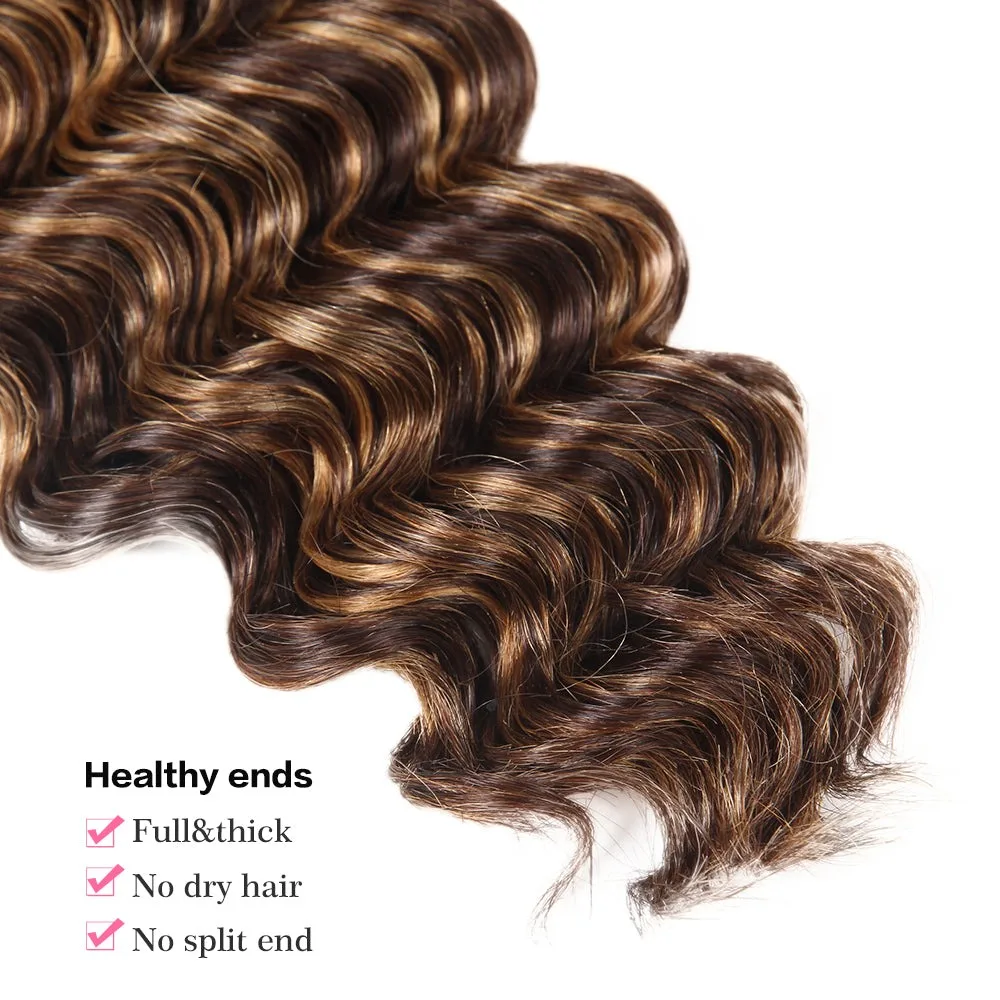 Tissage en lot Deep Wave naturel Remy, cheveux humains bouclés, non traités, 100%