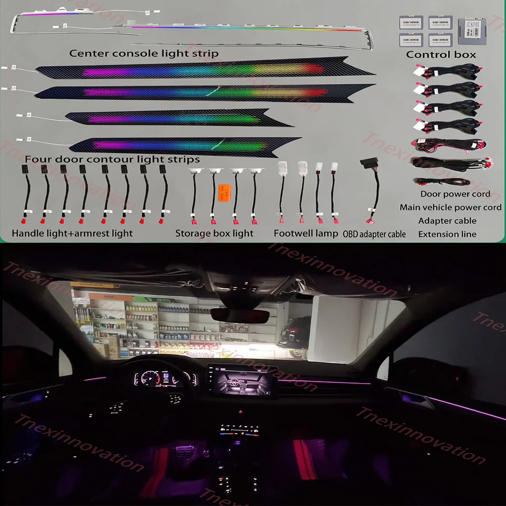 Suitable for the 2022 Volkswagen Tiguan Illusion Special Atmosphere Light with Carbon Fiber Pattern Dot Matrix