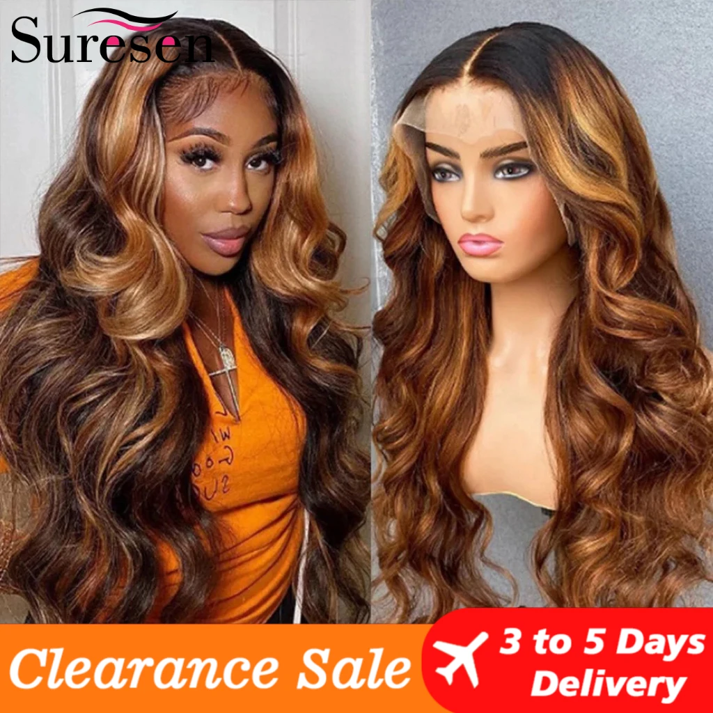 Highlight Blonde Body Wave 13x6 HD Transparent Lace Frontal Wigs 100% Human Hair 13x4 HD Lace Front Human Hair Wigs For Women