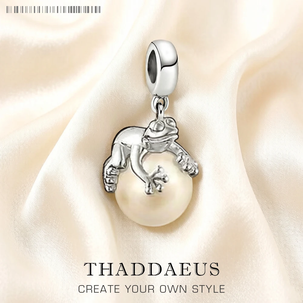 Frosch- und Perlen-Anhänger, baumelnder Charme, heißer Verkauf, Europa, europäisches 925er-Sterlingsilber, süßes Geschenk für Frauen