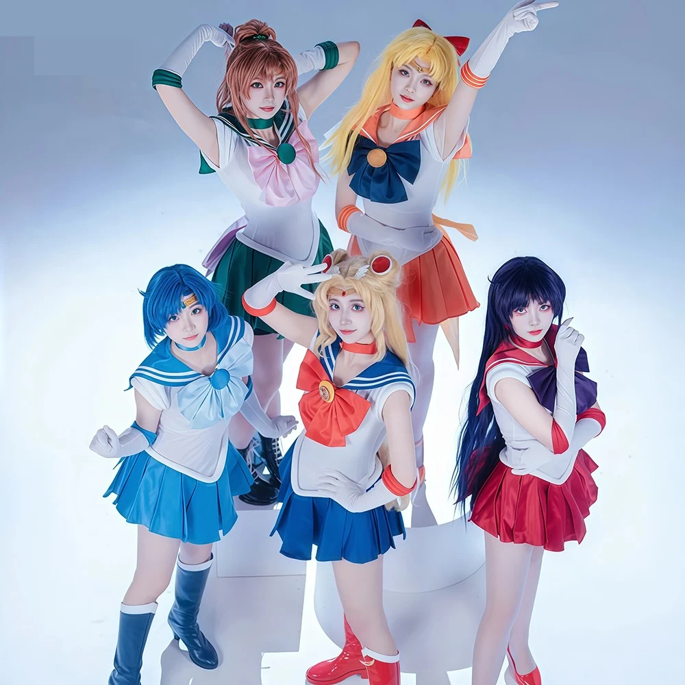 

Sailor Moon Cosplay Costume 9 Characters Set for Women, Men Anime Usagi Tsukino Sailor Dress for Halloween Party