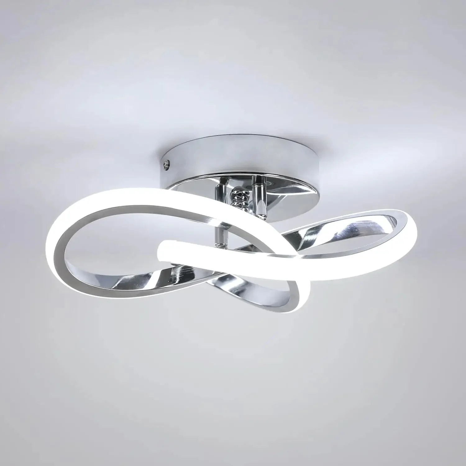 LED Ceiling Light, 22W Modern Silver Ceiling Lights, Indoor Ceiling Lamp for Kitchen, Hallway, Living Room, Cool White 6500K