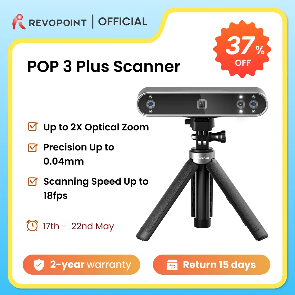 Revopoint POP 3 PLUS 3D Scanner For 3D Printer 0.04mm Precision 18fps Speed Handheld Scanner Standard Medium Object 3D Scanner