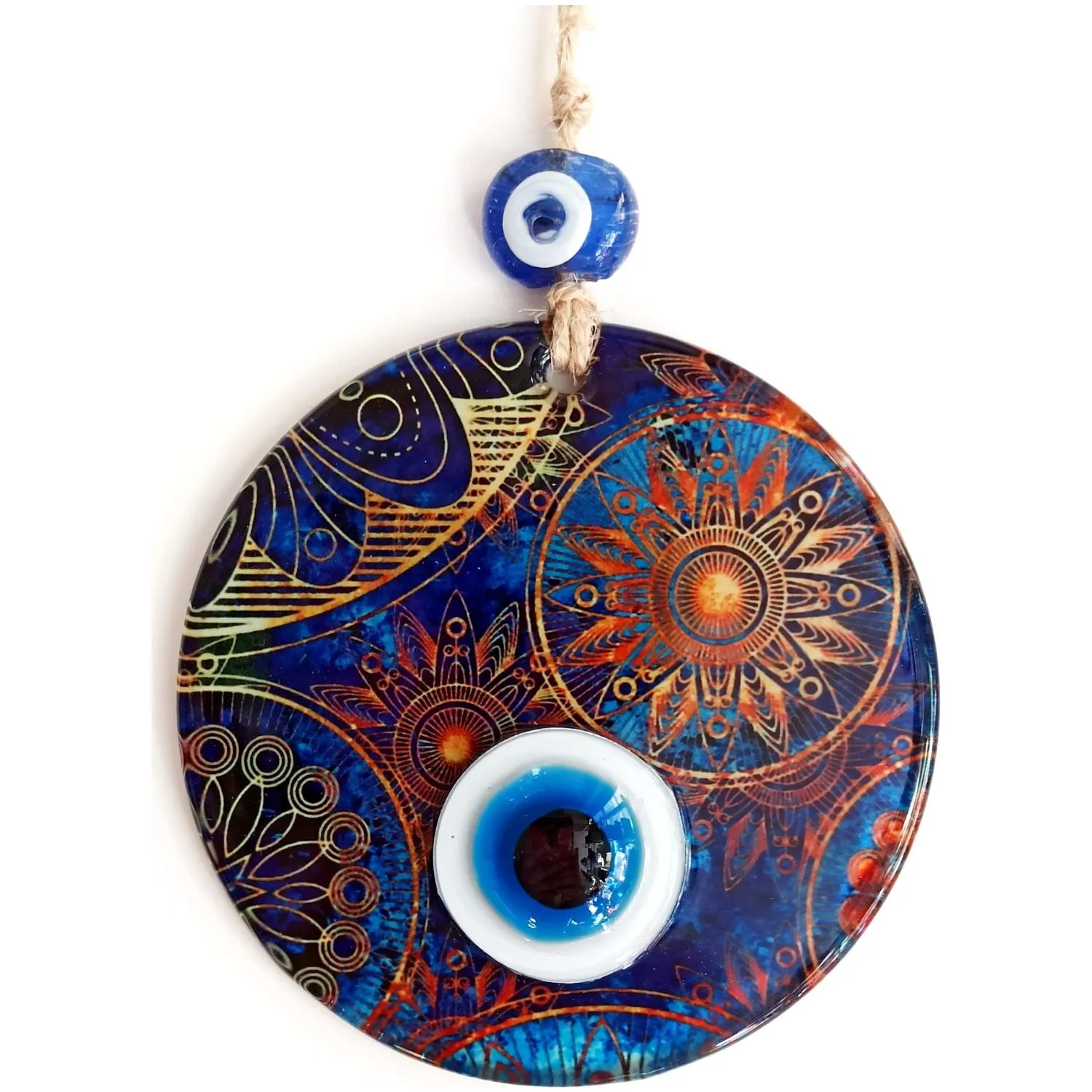 

Mixperi Sun Patterned 12 Piece Fusion Glass Handcrafted Evil Eye Beads