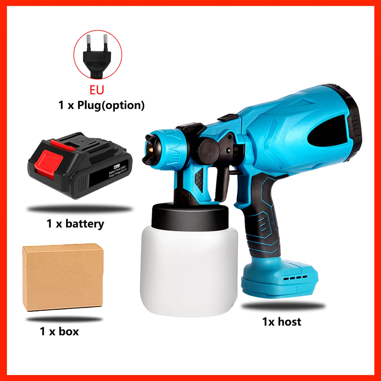 800ML Draadloze Elektrische Spuitpistool Draagbare Huishoudelijke Verfspuit Auto Meubels Staal Coating Airbrush Voor Makita 18V Batterij