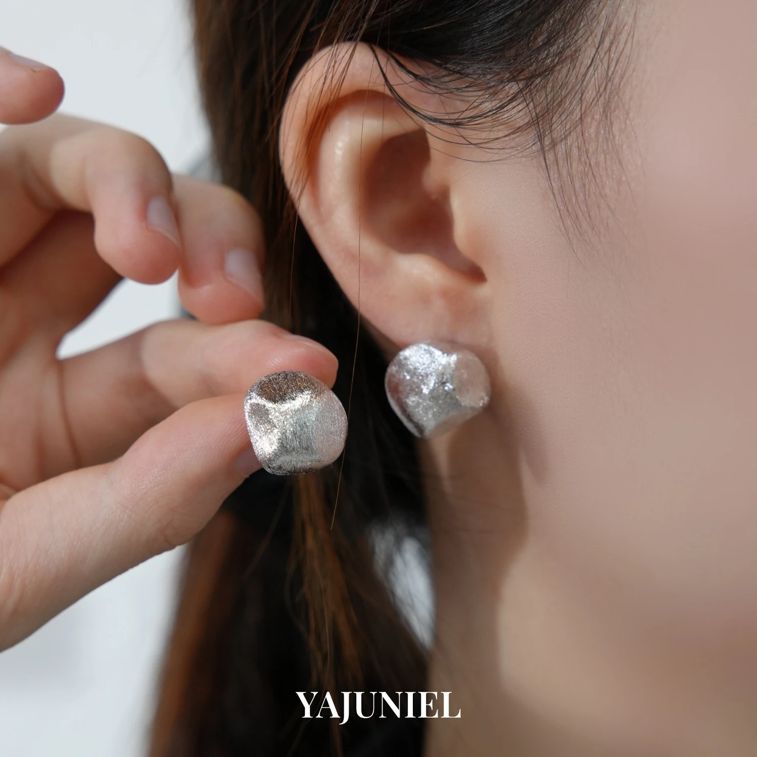 

YAJUNIEL Brushed Finish Irregular Stud Earrings for Women 24K Gold & White Gold Plated Hypoallergenic Statement Earrings Gift