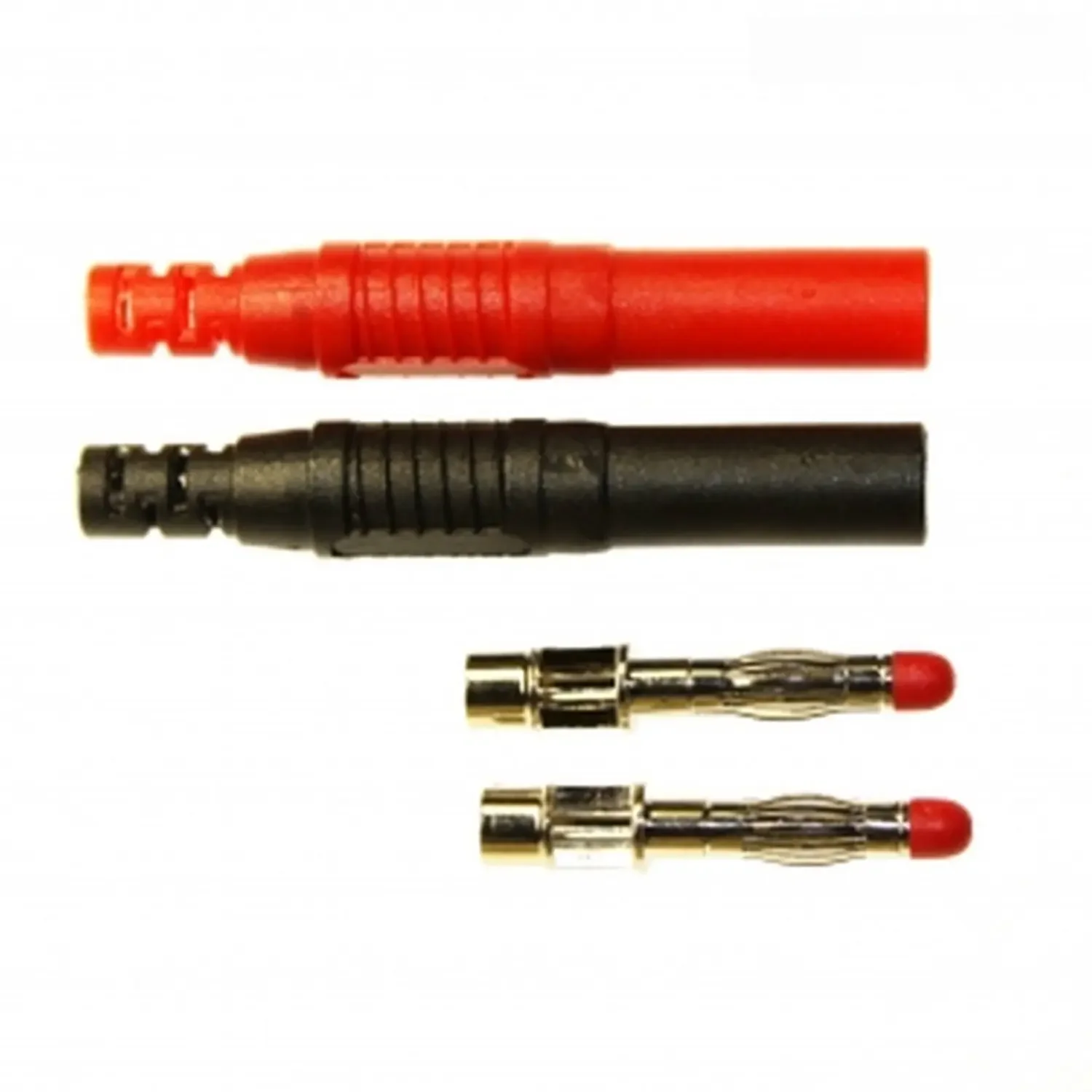 Conector Banana Masculino BP4503, 4mm Reto, Inclui 1 Vermelho e 1 Preto