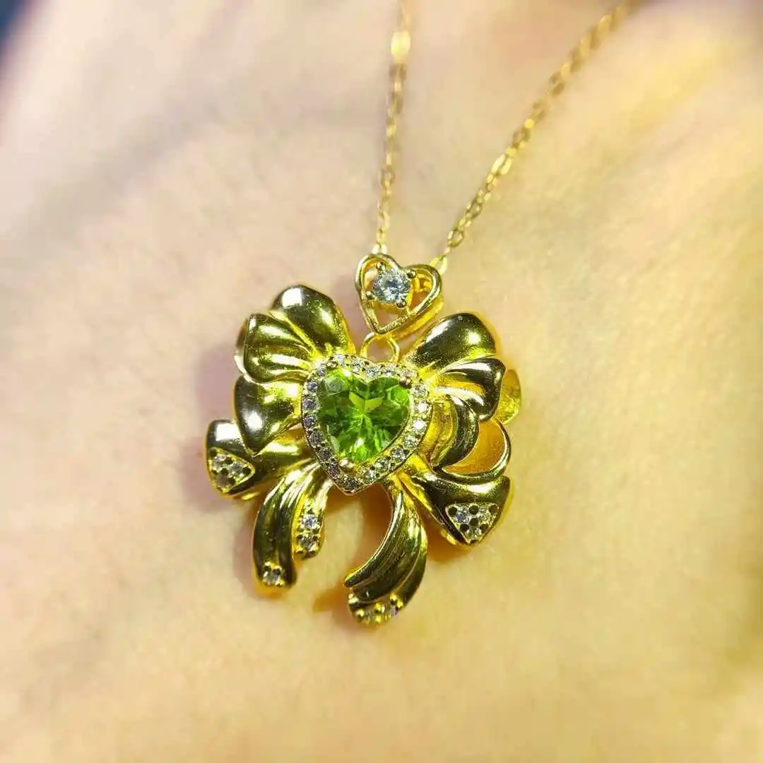 

KJJEAXCMY Женский роскошный кулон из натурального драгоценного камня с оливином, новинка, чистое серебро 925 пробы, инкрустированный, подарок для девушки