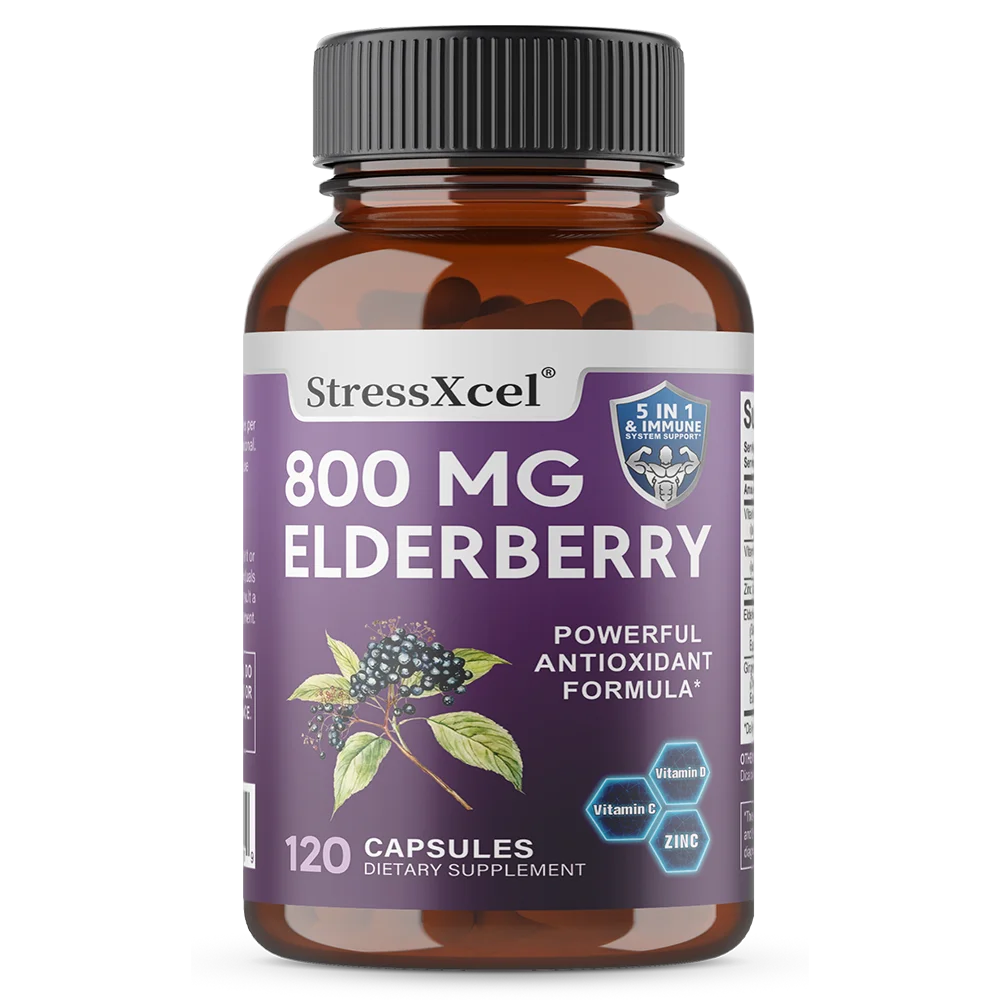 

Elderberry Capsules - Rich in Vitamin C, Vitamin D, and Zinc, Daily Boost for Immunity, Improved Skin, and Antioxidant Benefits