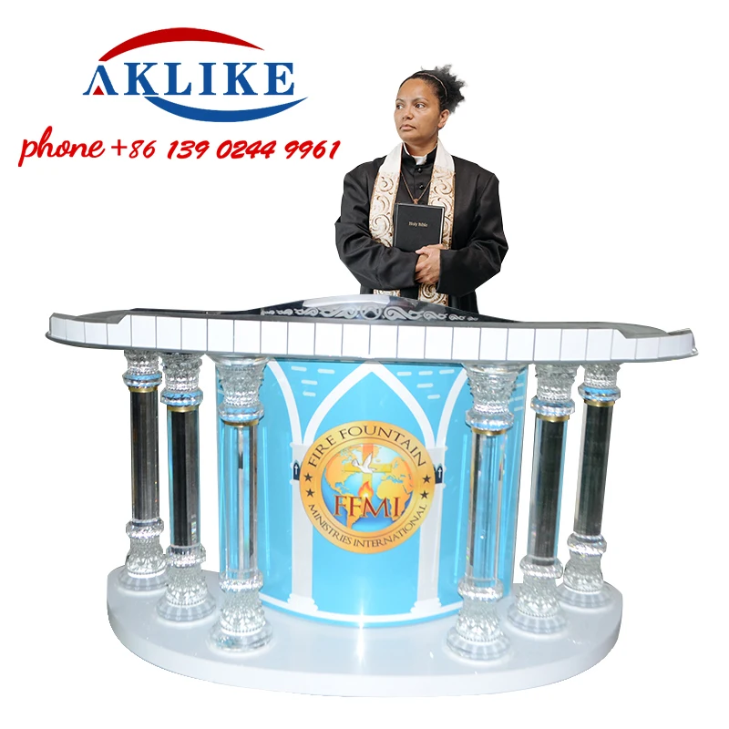 New Crystal Podium Church Pulpit Bishop Training Transparent Modern Rostrum Glass Podium Custom Furniture Free Shipping