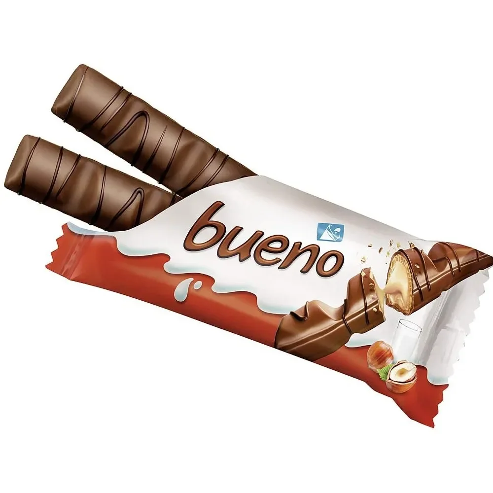 KINDER-Wafer crocante embalada individualmente, Adequado para 2 Barras, Revestido com Chocolate ao