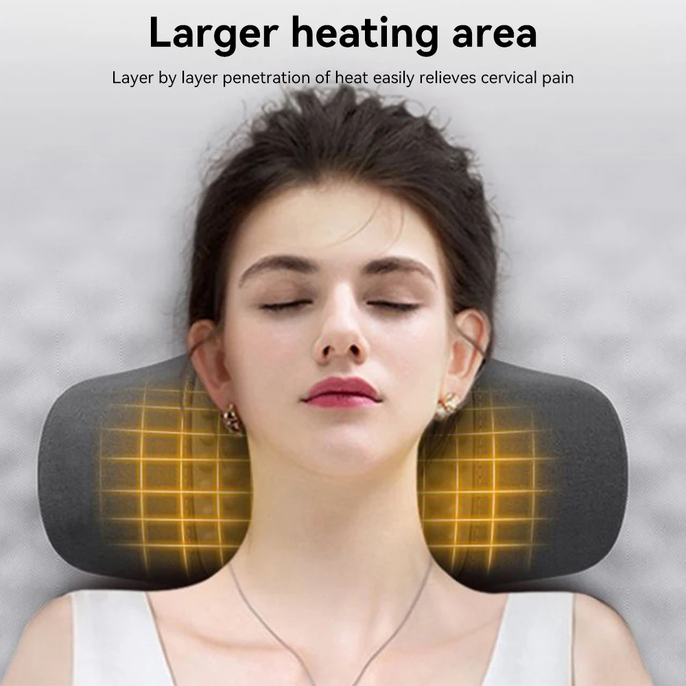 وسادة مريحة لدعم الرقبة من إسفنج الذاكرة وشحن USB مع جهاز استرخاء خلفي مريح للحرارة للاستخدام المنزلي والمكتب