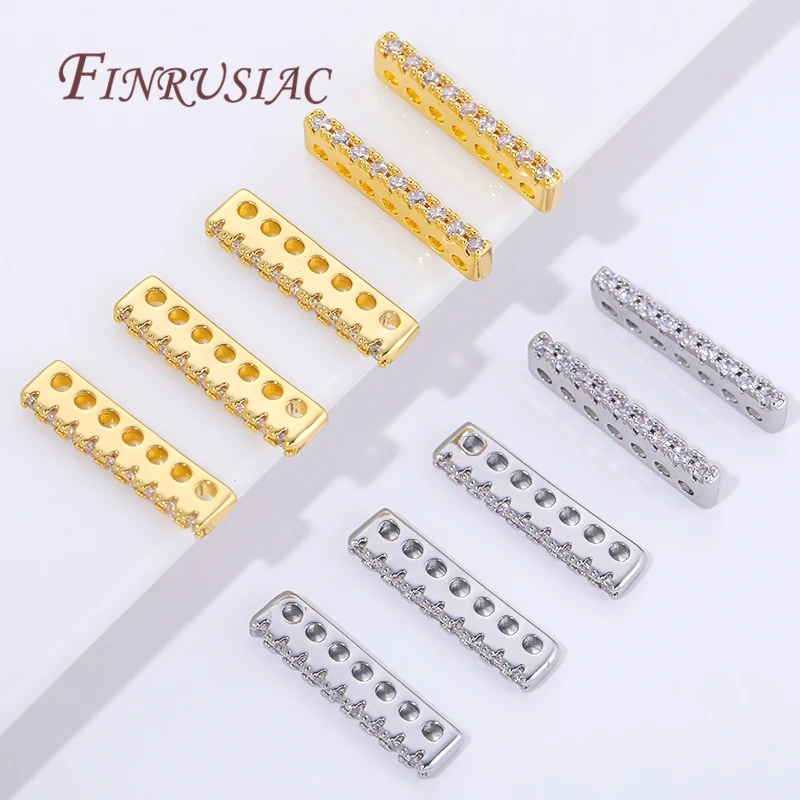 1/2/3Pcs 18K Gold Plated Brass with Zircon Separators Bar,Flat Spacer Bar,Supplies For Jewelry,DIY Bracelet&Necklace Accessories image 4