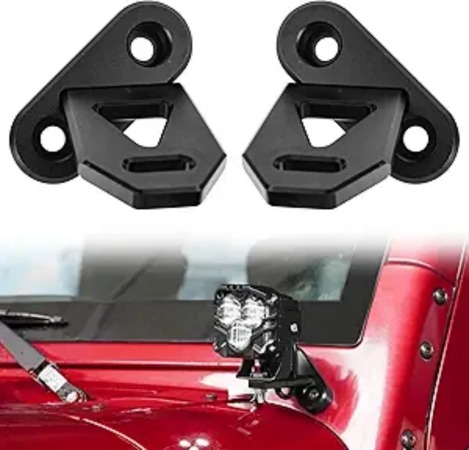 2pcs JK A-pillar Mounting Bracket for 2007-2017 Wrangler JK Aluminum Bracket for Off-Road LED Fog Light Work Light