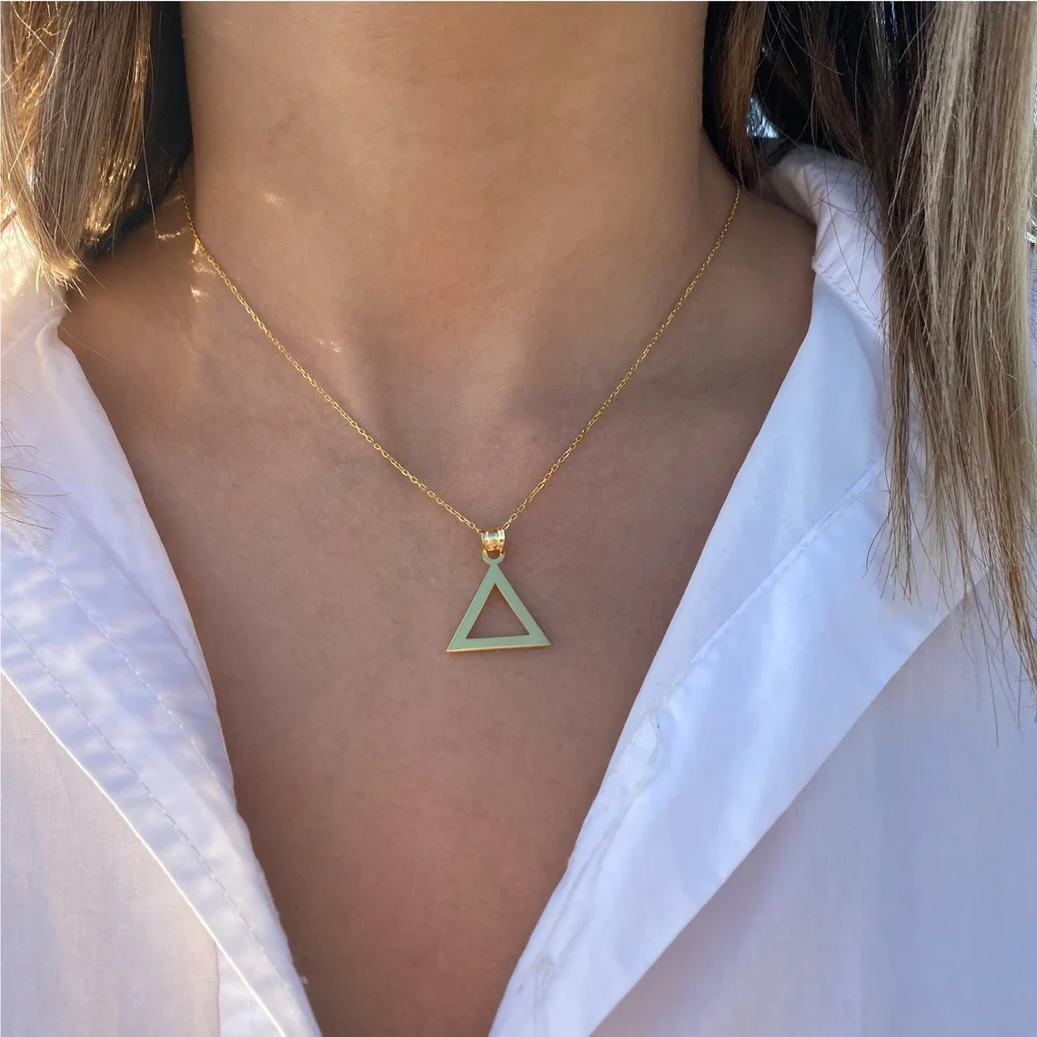 Stainless Steel Triangle Necklace For Women Dainty Triangle Aesthetic   Elegance Geometry Jewelry Gift For Her   Christmas Gift