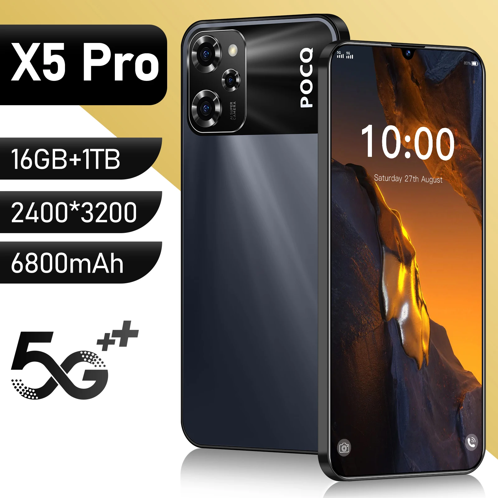 

New X5 Pro Global Version Smartphone 6.8inch Full Screen 4G/5G Cell Phone 16TB+1TB 6800mAh Mobile Phones 108MP Celulares