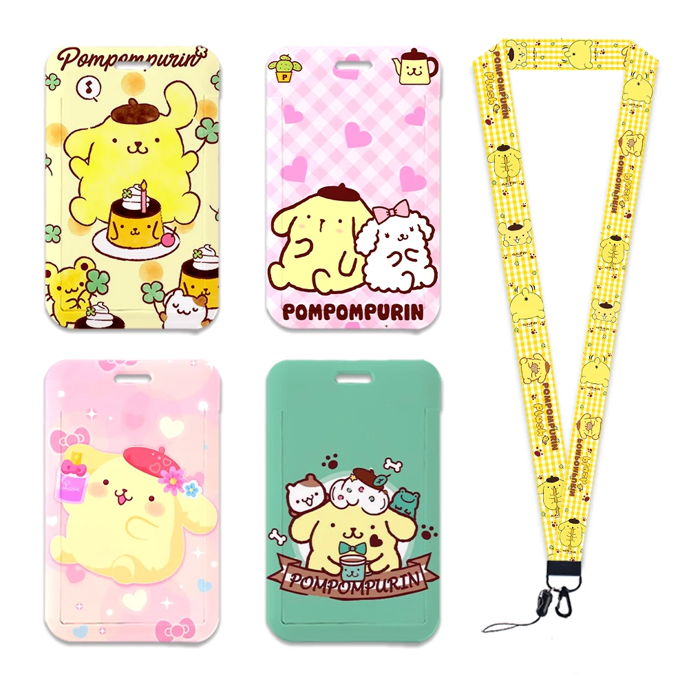 الكرتون سانريو Pompompurin الكلب الحبل ل المفاتيح ID غطاء بطاقة الائتمان حافلة حامل بطاقة شارة سحرية حامل هدية شخصية