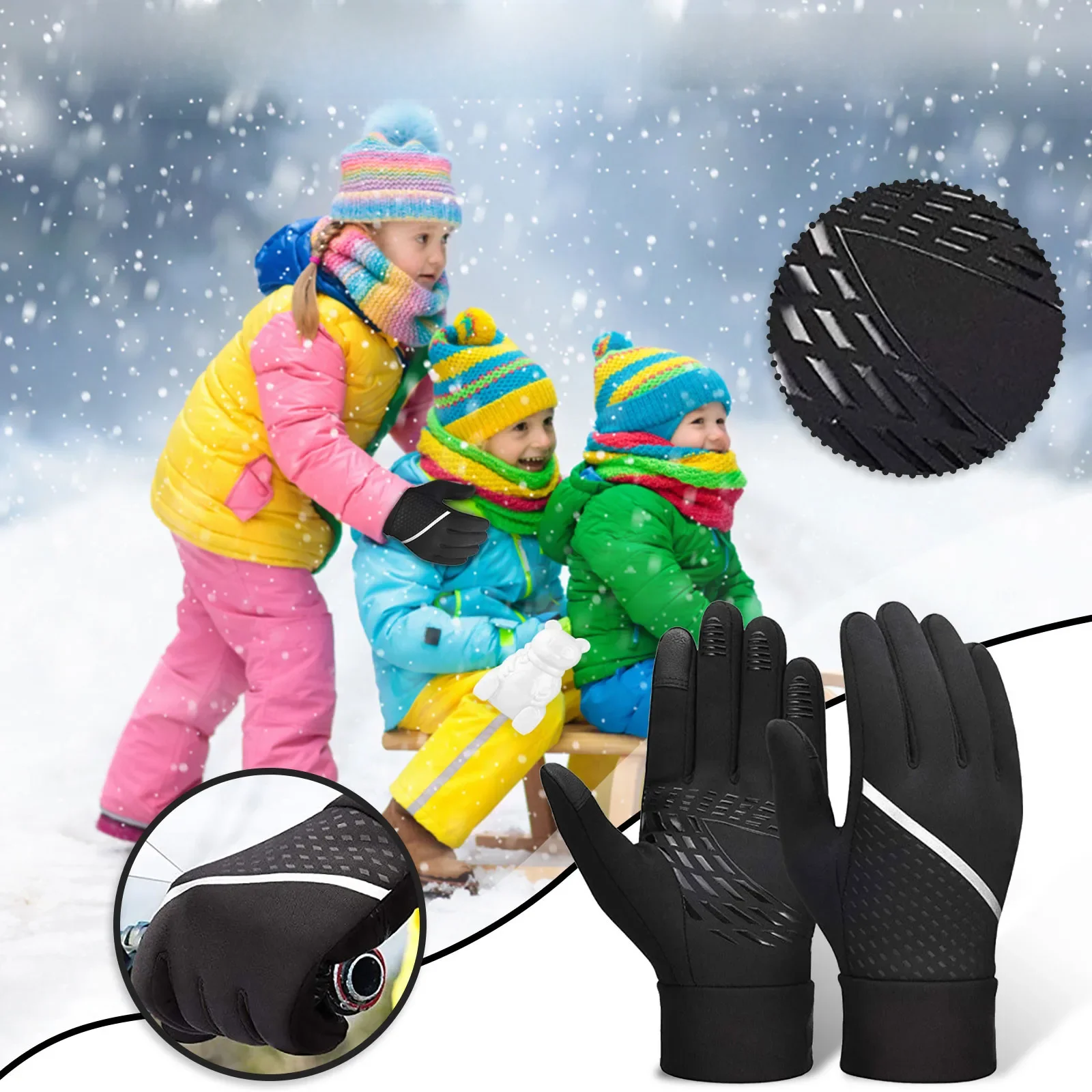 AliExpress Kids Outdoor Sport Thermo Fleece Cycling Gloves Waterproof Running Gloves With Anti-Slip Windproof