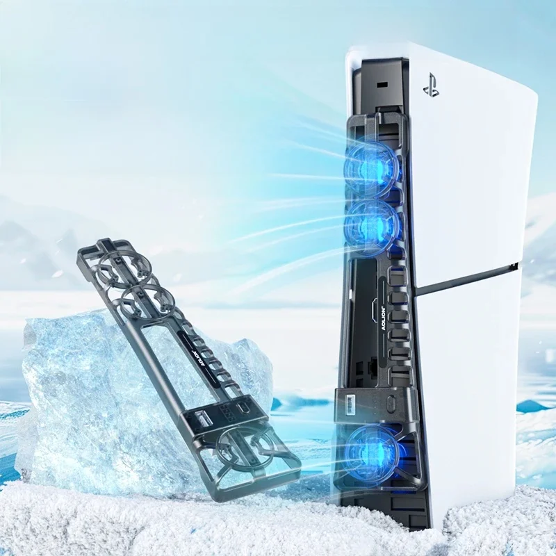 Pour PS5 SLIM/PS5 PRO ventilateur de refroidissement hôte, contrôle intelligent de la température, trois niveaux réglables, ventilateur arrière PS5 SLIM