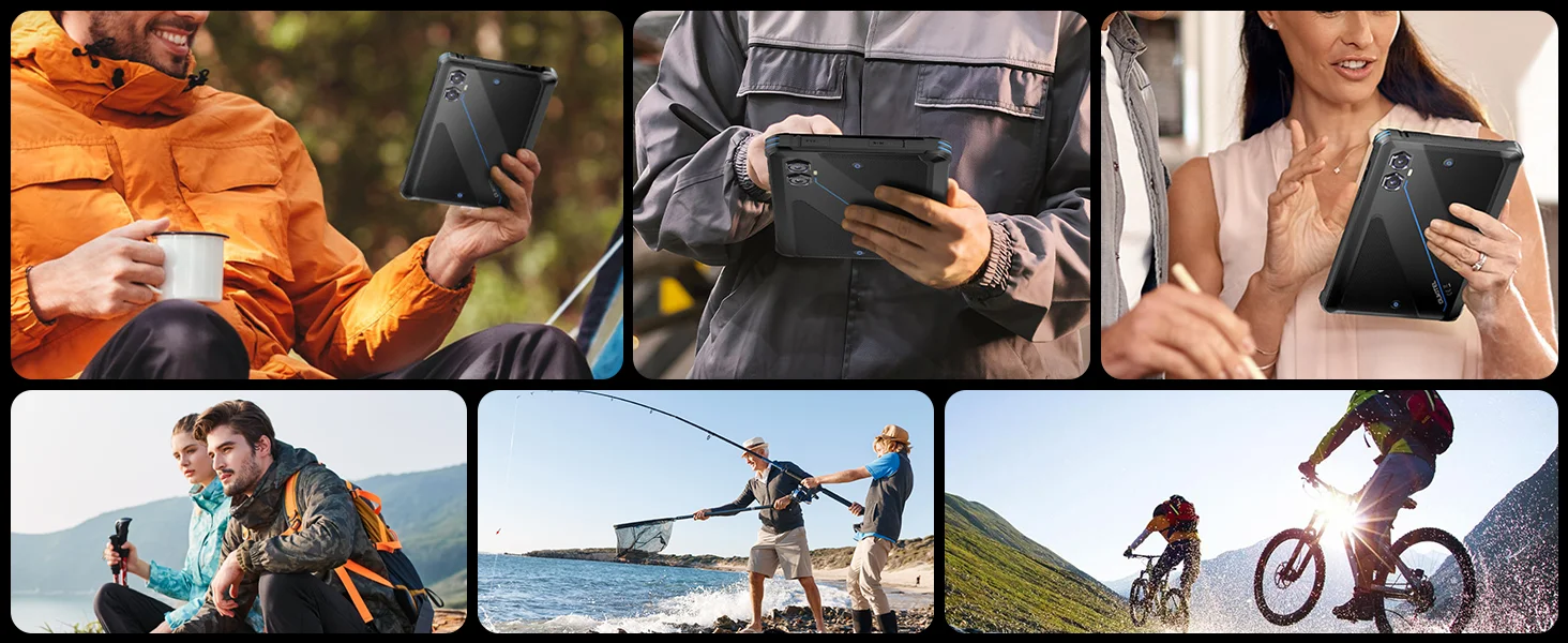 OUKITEL RT3 Plus Rugged Android 15 Tablet, 16GB+128GB 1TB Expandable Waterproof Tablets, 8 Inch HD Display, 1100mAh Battery