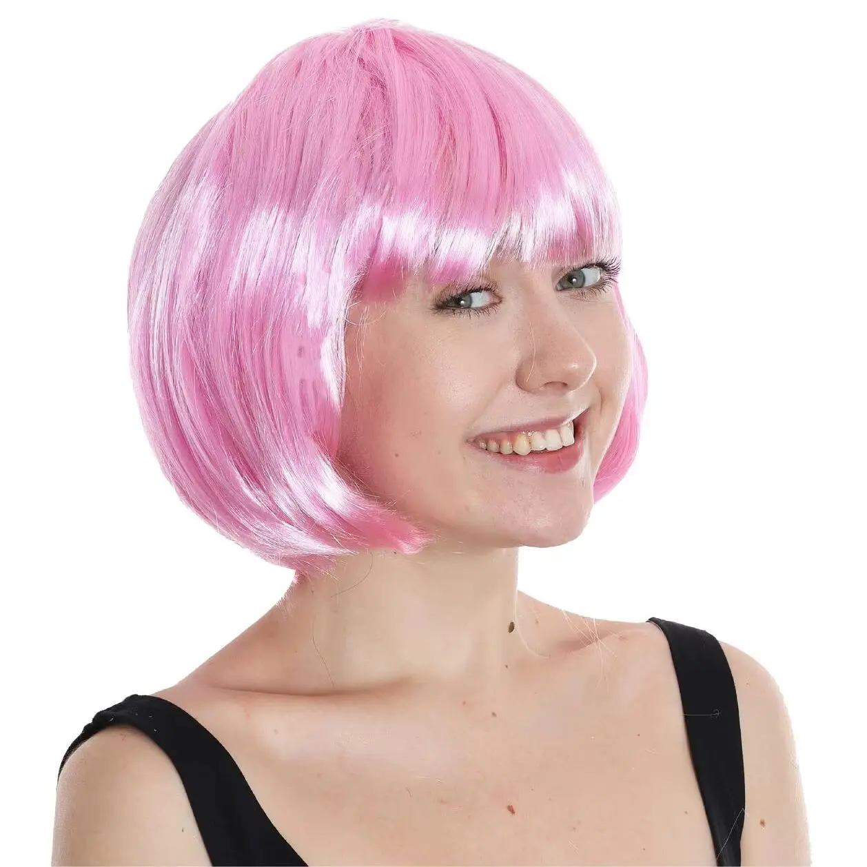 Baby Pink Bob Wig - Ladies 20's Flapper Party Hair Sexy Cosplay Short Babe Wig - Perfect for Any Fancy Dress Event