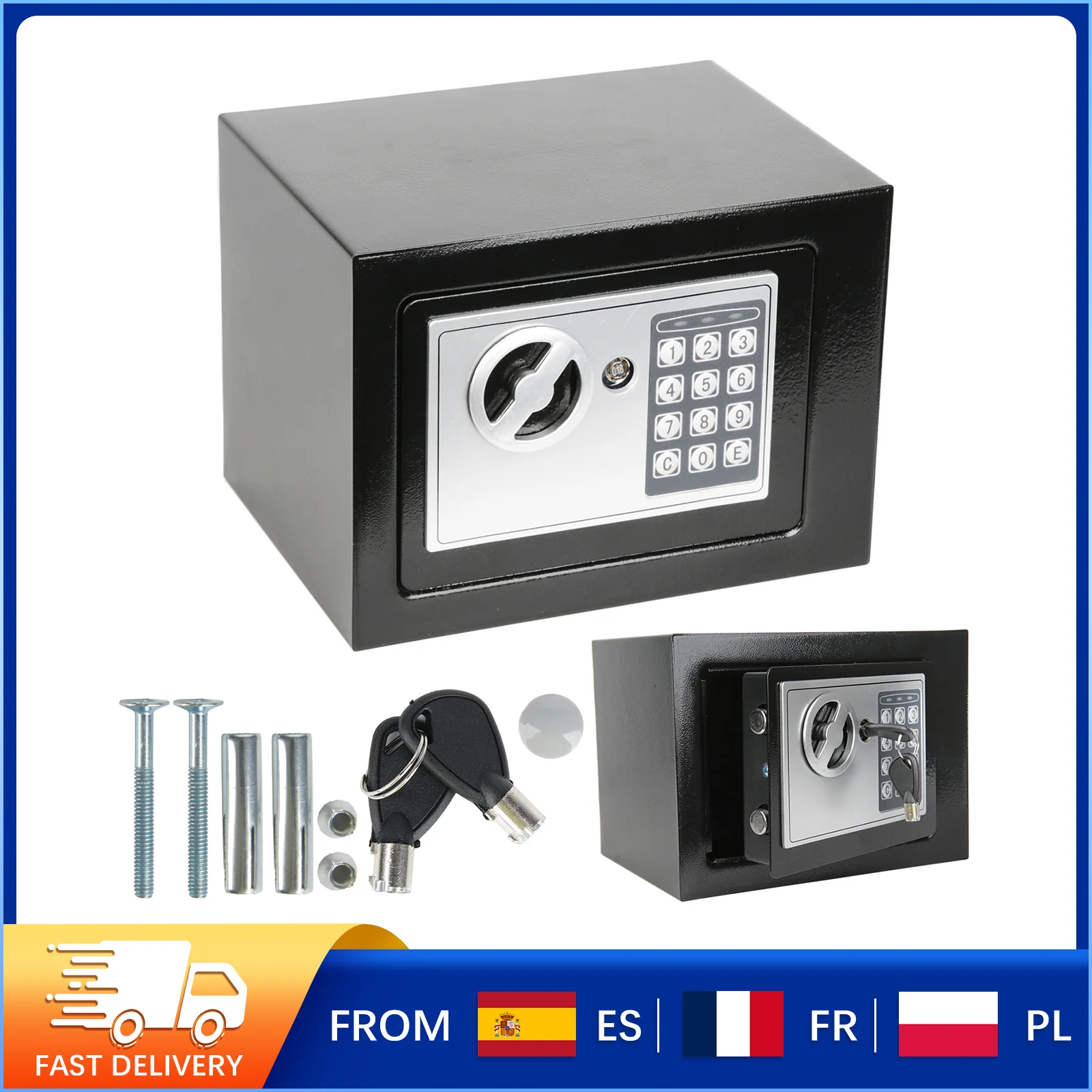 Caja de seguridad segura con cerradura de teclado Digital totalmente de acero, contraseña y desbloqueo de llave para el hogar y la Oficina, caja fuerte portátil compacta, novedad de 2026