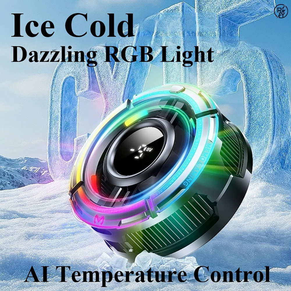 

CX15 new mobile phone radiator magnetic back clip semiconductor icing AI intelligent temperature control RGB streamer lamp