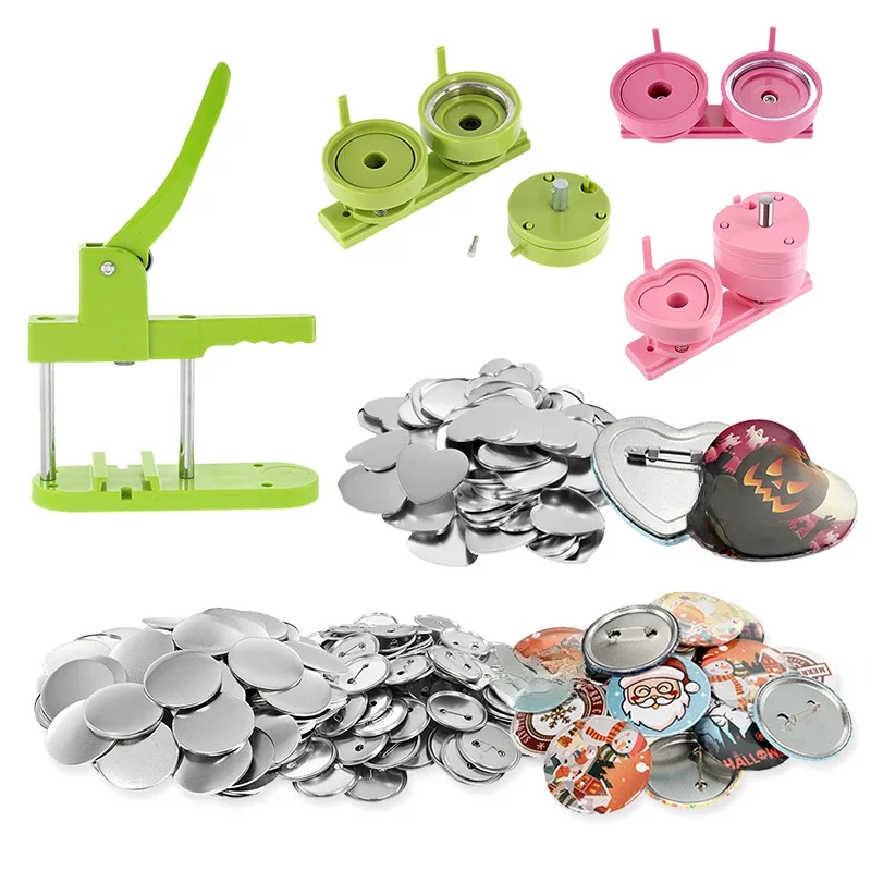 Moule de bouton de badge 25-75mm, matrice Interchangeable pour fabricant de boutons, moule rond/en forme de cœur, broches de badge, fournitures de pièces pour la fabrication de bricolage