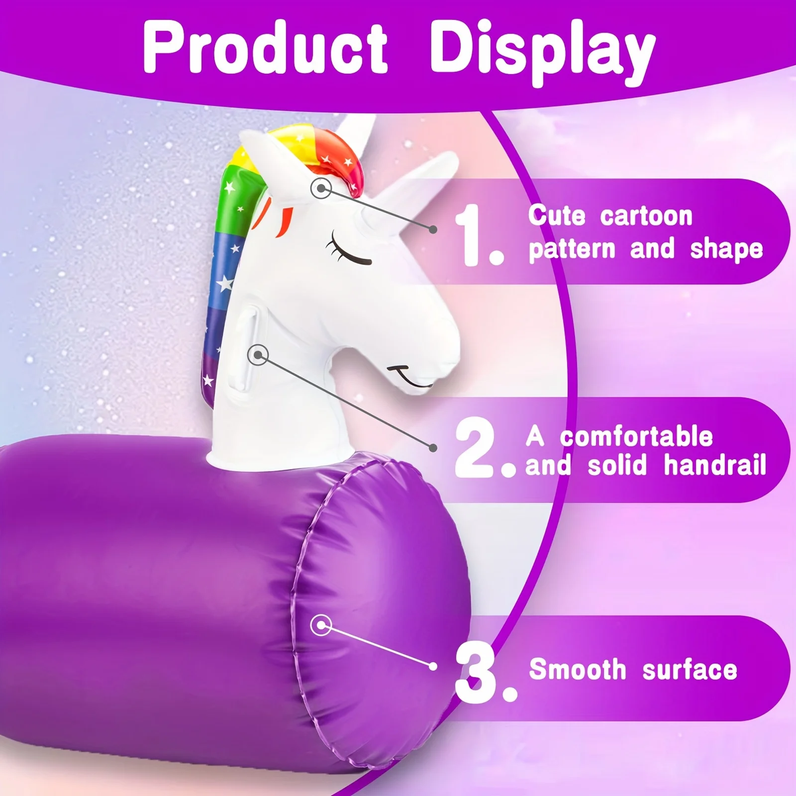 Inflatable Dinosaur & Unicorn Ride-On Bouncing Hopping Toy, Indoor & Outdoor JumpingToys, Green & Purple, With Hand Pump, Sturdy