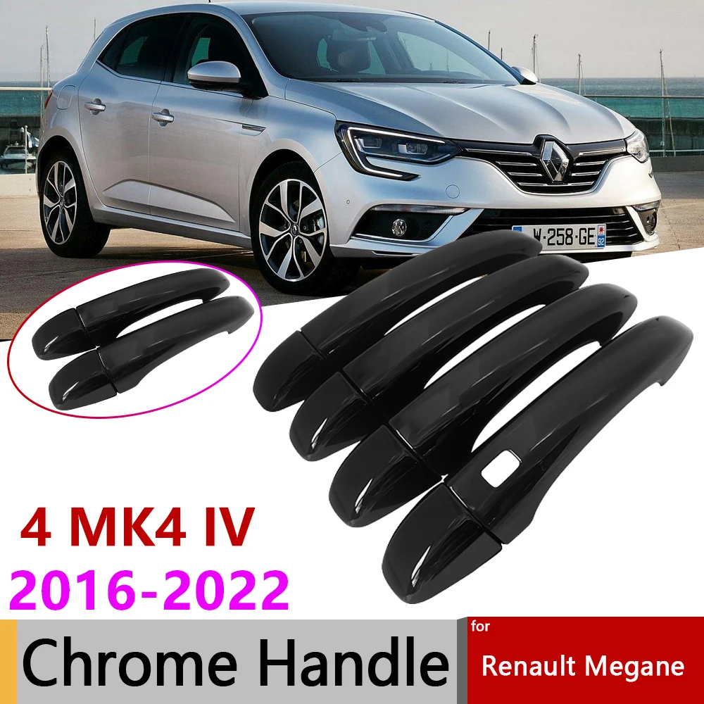 

for Renault Megane 4 MK4 IV 2016~2022 2018 2019 2020 Gloss Black Door Handle Cover Car Exterior Accessories Rustproof Stickers