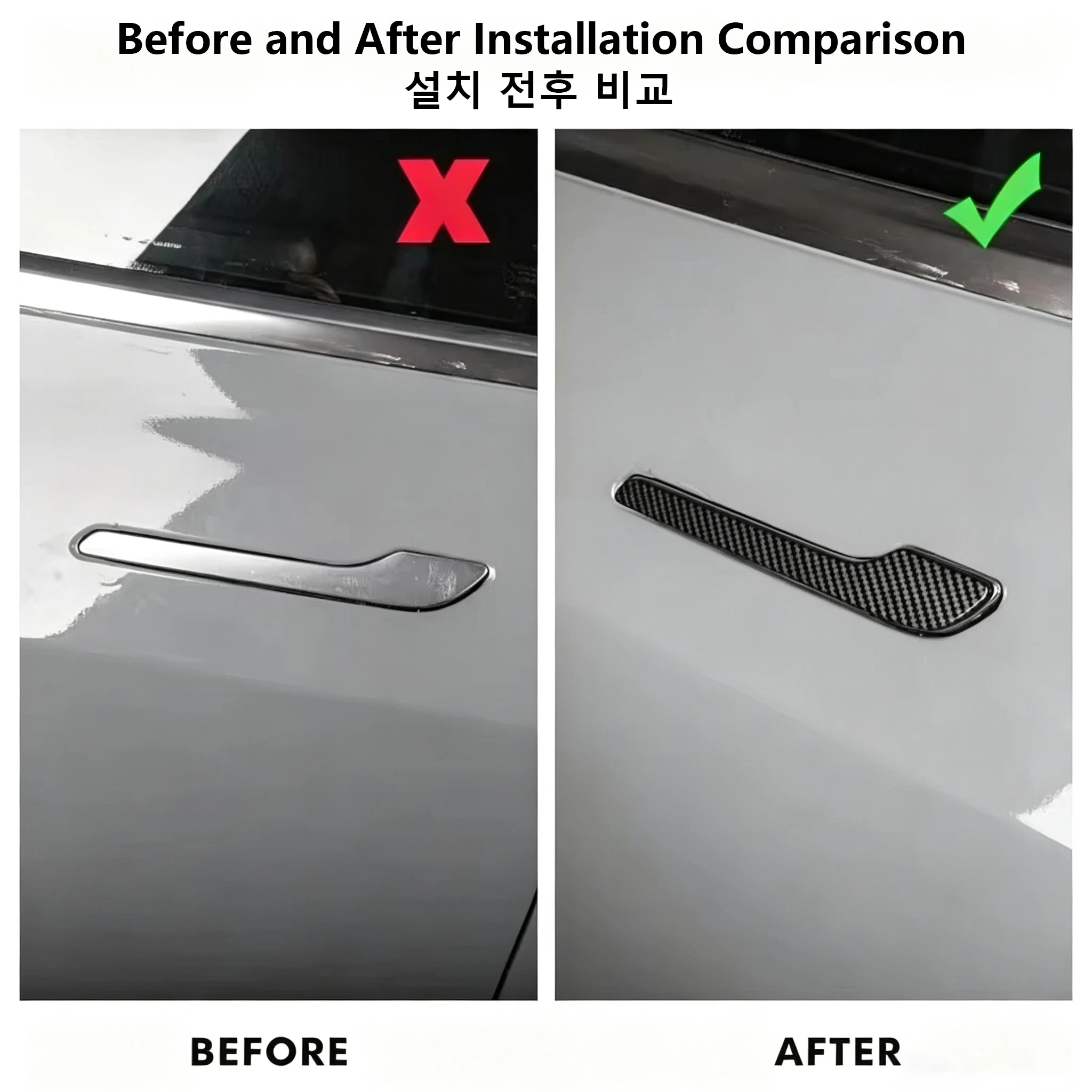 CT For Tesla Model 3 Y 1Set TPU Transparent Door Handle Protective Film Scratch Resistant Updated Interior Car Accessories