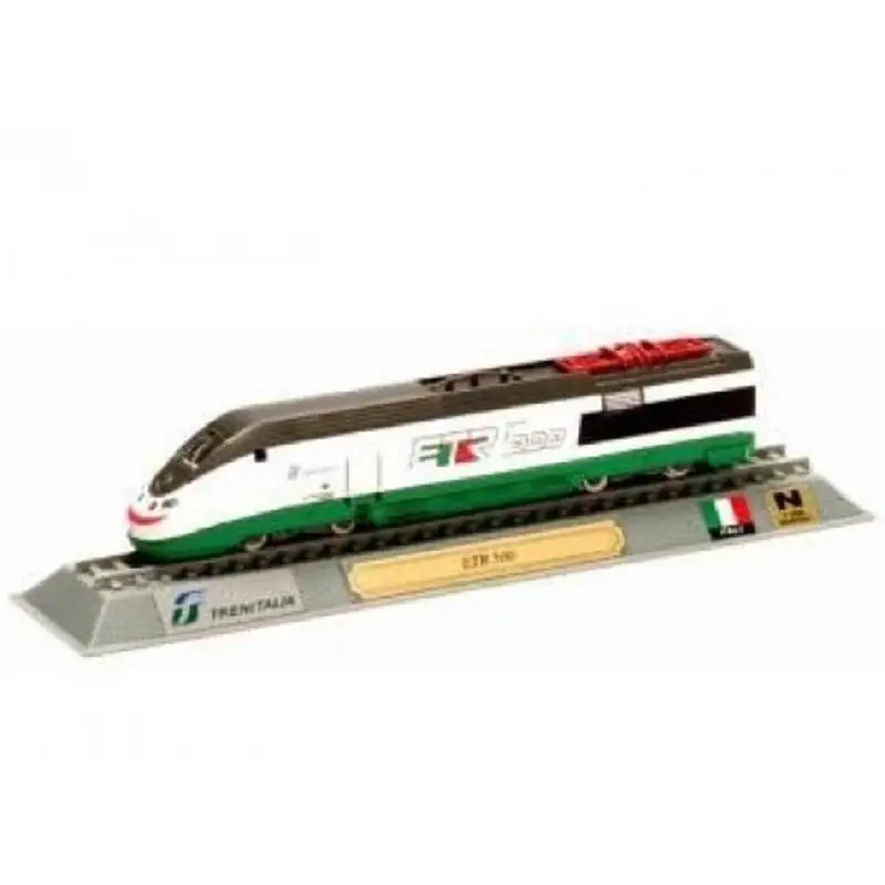 Loc053 Del Prado, train modèle statique Trenitalia Etr 500 Italie, échelle N 1:160, miniature moulée sous pression sans moteur, collection locomotive mondiale, nom de base d'emballage blister original et drapeau du pays