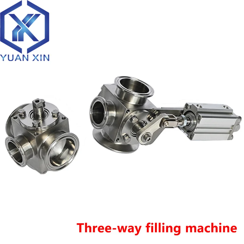 Pneumatic three-way rotary valve Filling machine rotary valve Filling machine valve fluid food sanitary valve