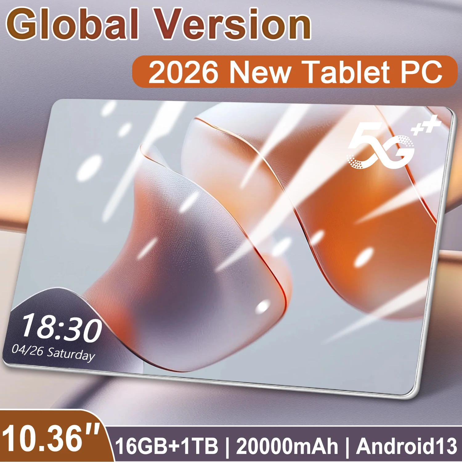 Tablet Global 2026 de 10.36 Pulgadas con Android 13, Chipset de 14 Núcleos, Batería de 20000mAh, Espacio Interno de 16GB+1TB, Red WiFi 5G
