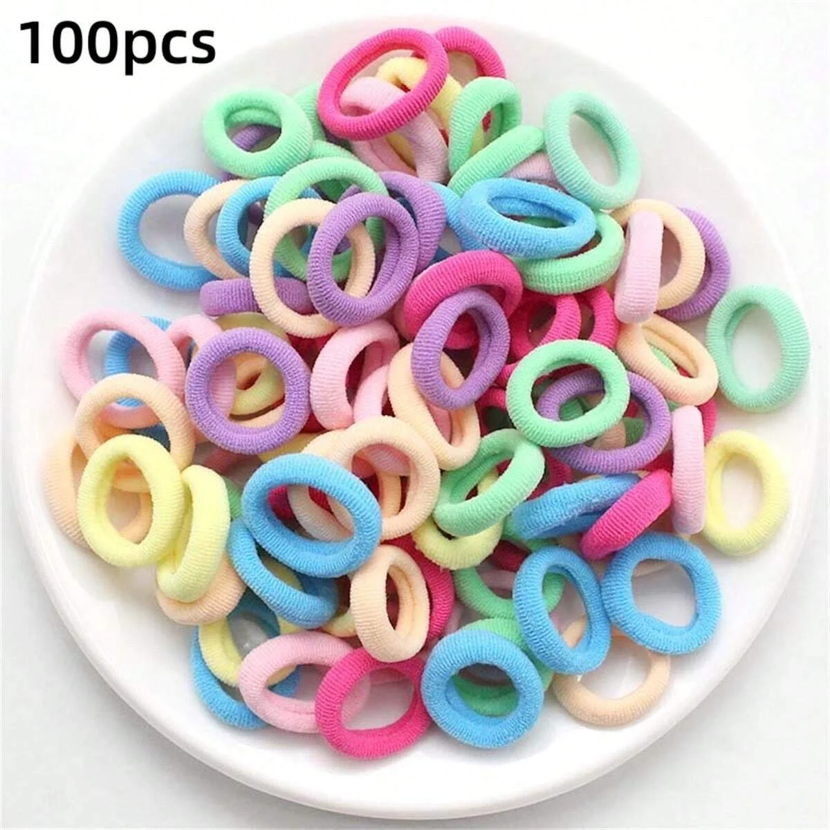 500/200/100PCS Colorful Basic Nylon Ealstic Hair Ties for Girls Ponytail Hold Scrunchie Rubber Band Kid Fashion Hair Accessories