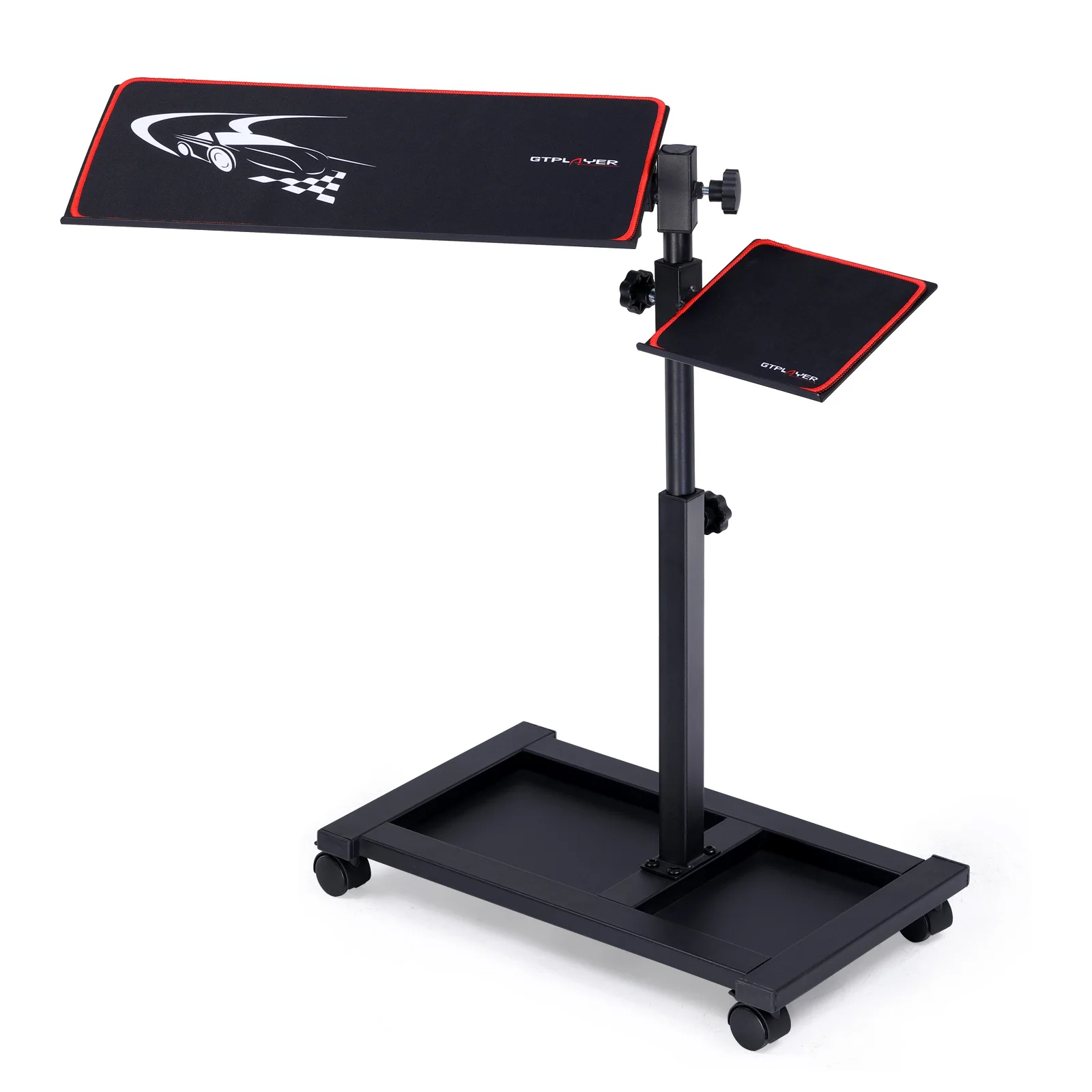 Support pour clavier et souris GTPLAYER, réglable en hauteur de 58 à 83 cm, inclinaison ergonomique réglable pour clavier et souris, avec roulettes, incl. Tapis de clavier et tapis de souris