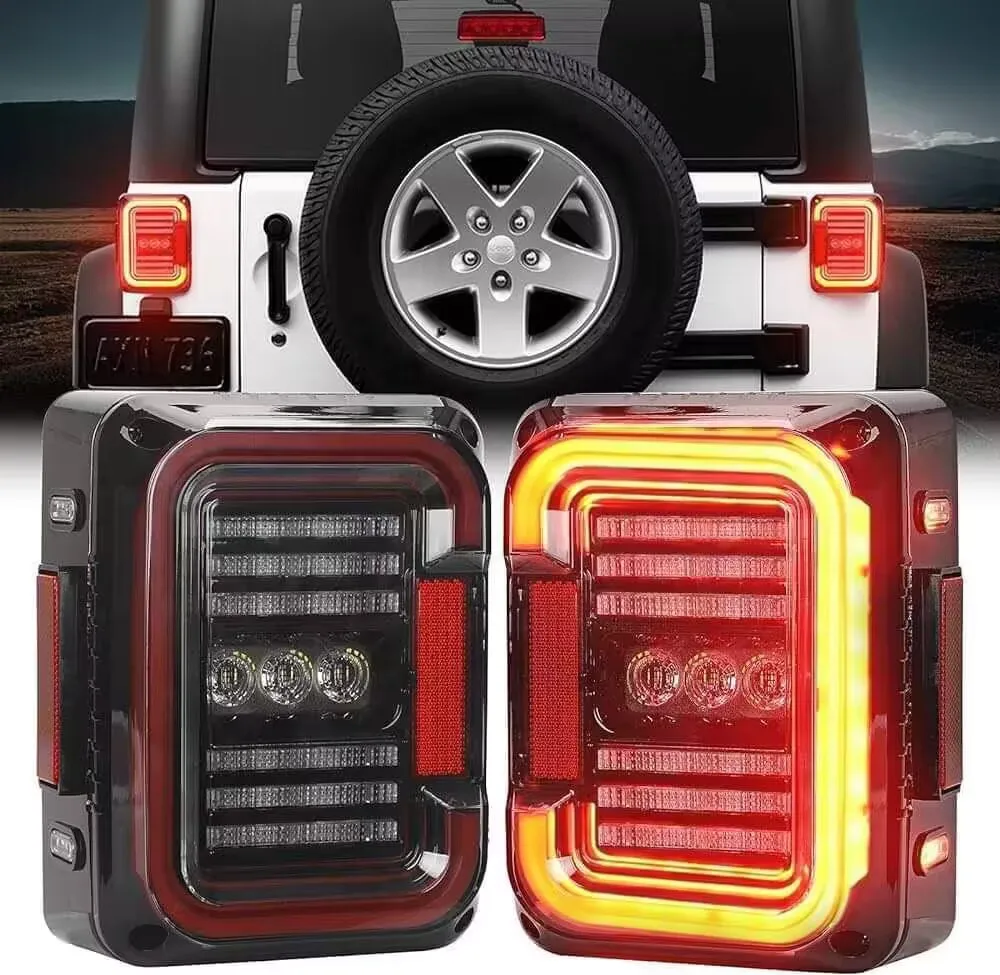 

SXMA LED Tail Lights Brake Turn Signal Reverse Lamp Rear Lights Daytime Running Signal Light Lamp for Jeep 2007-17 Wrangler JK