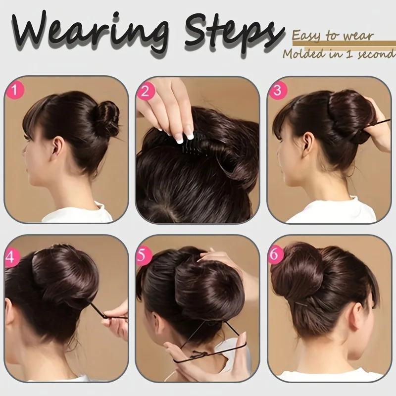 6Inch Synthetic Straight Drawstring Adjustable Easy Wear Bun Hair Accessories Updo Scrunchies Hairpiece For Women Daily Use