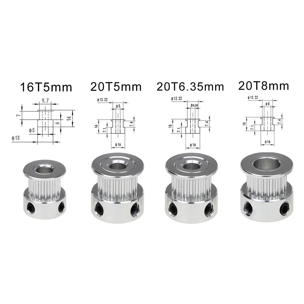 GT2 20Teeth 16 Teeth 20 Teeth Bore 5mm/8mm Timing Alumium Pulley Fit For GT2-6mm Open Timing Belt For 3D Printer