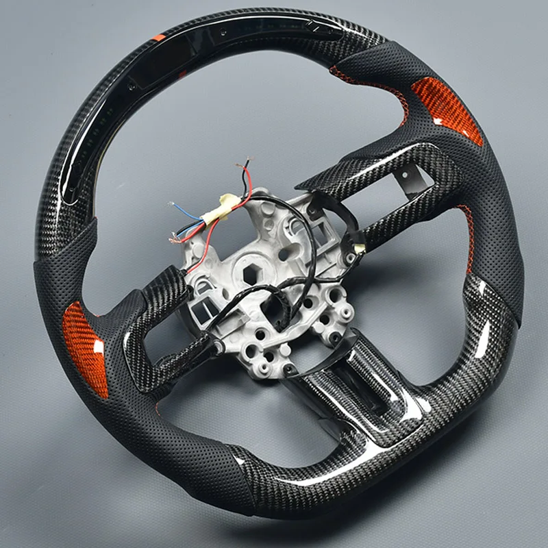 Real Carbon Fiber For Ford Mustang GT 2015 2016 2017 2018 2019 2020 2021 2022 Steering Wheel Custom Style LED Display