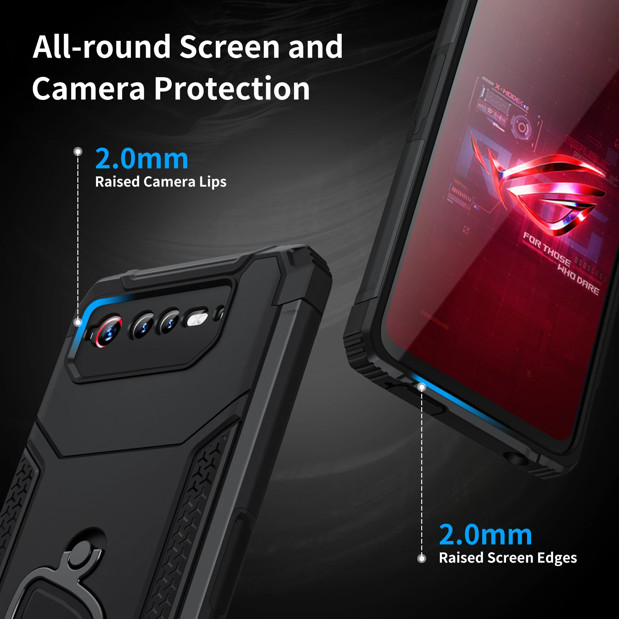 ZSHOW Armor Case For Asus ROG Phone7 6 6D 5  Pro Ultimate Case Air Trigger Compatible With Kickstand Dust Plug Shockproof Cover