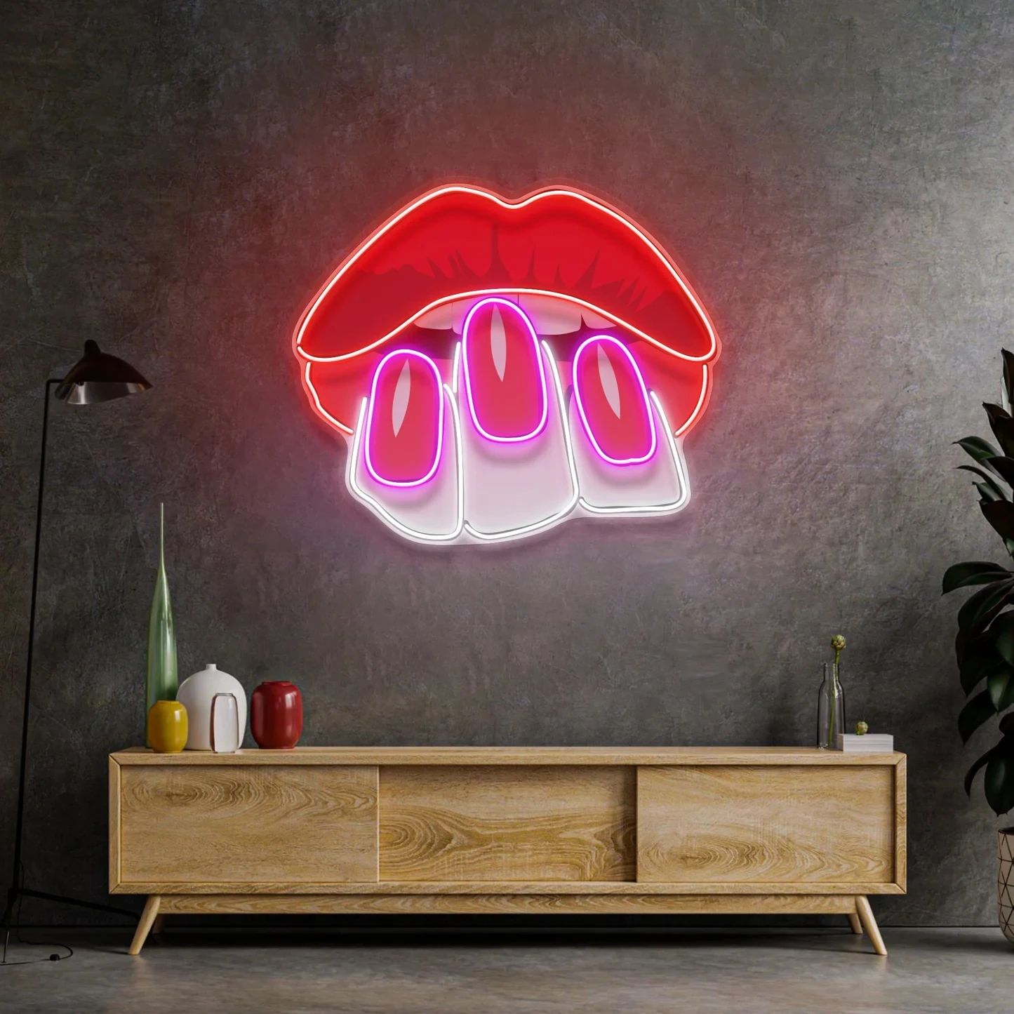 Sexy Hands on Lips Neon Sign Pop Art Bar Pub Beauty Salon Bedroom Decor Art Gift