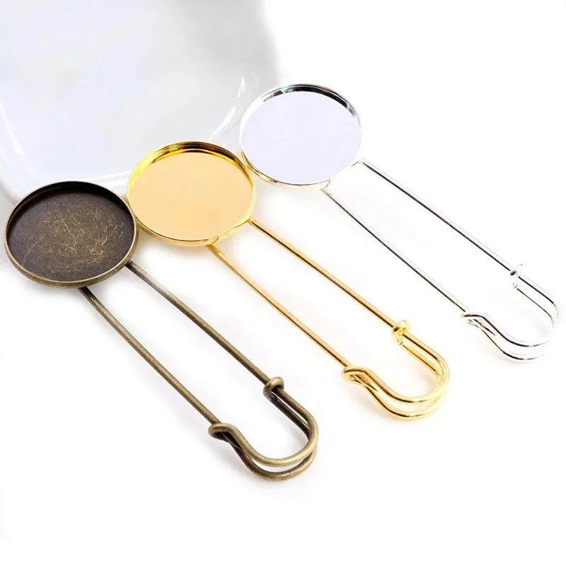 5 sztuk 18mm 20mm 25mm wewnętrzna rozmiar jasny srebrny/pozłacane brąz broszka Pin prosty styl Cabochon baza ustawienie wisiorek — zdjęcie 2