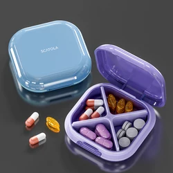 Mini Pill Box Travel Pill Box Lightweight 4 Compartment Medicine Pill Case PillBox Medicine Organizer Medication Medicine Case