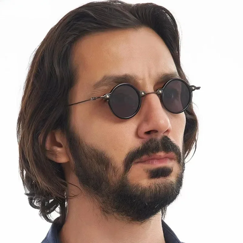 Okrągłe okulary przeciwsłoneczne Steampunk dla mężczyzn Retro okulary przeciwsłoneczne damskie Punk modne okulary Vintage Gafas De Sol Hombre Lunette Soleil Femme — zdjęcie 2
