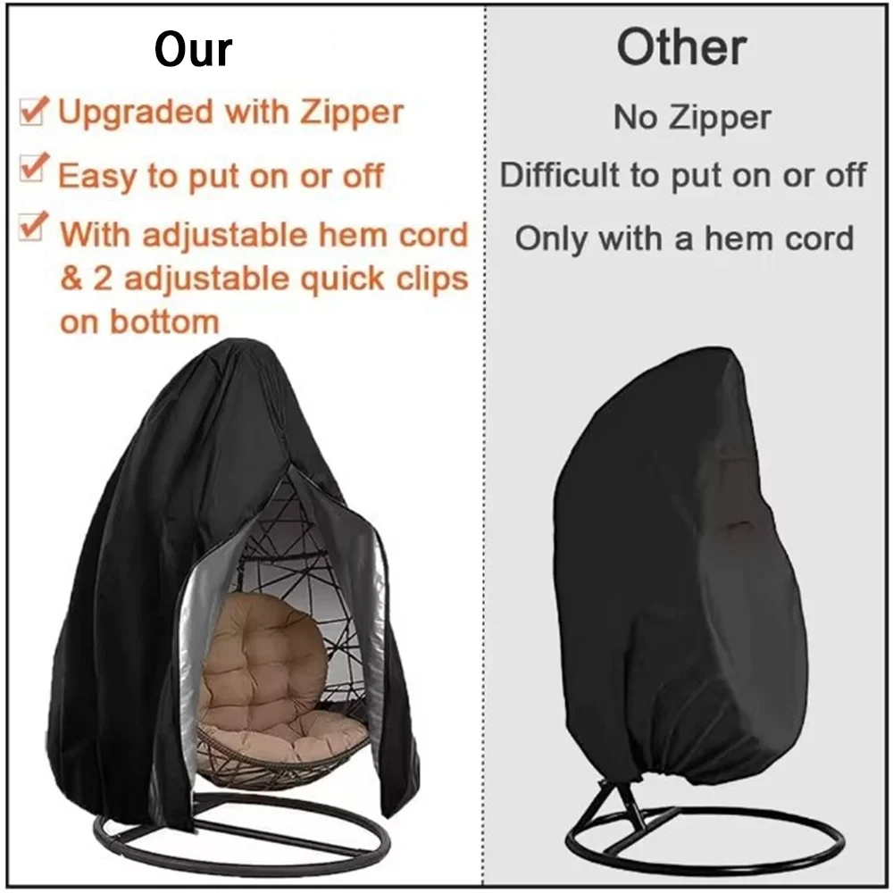 Waterproof Patio Egg Chair Cover with Zipper Heavy Duty Wicker Egg Swing Chair Protector Outdoor Weather Furniture Cover