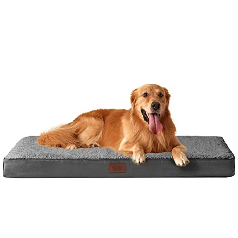 Large gray orthopedic dog bed-washable mattress with foam 91x68x7.6 cm