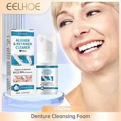 Aligner Denture Cleaner Foam Deep Cleaning Remove Braces Stains Reduce Bad Breath Odors Whitening Teeth Retainer Clean Care 30ml