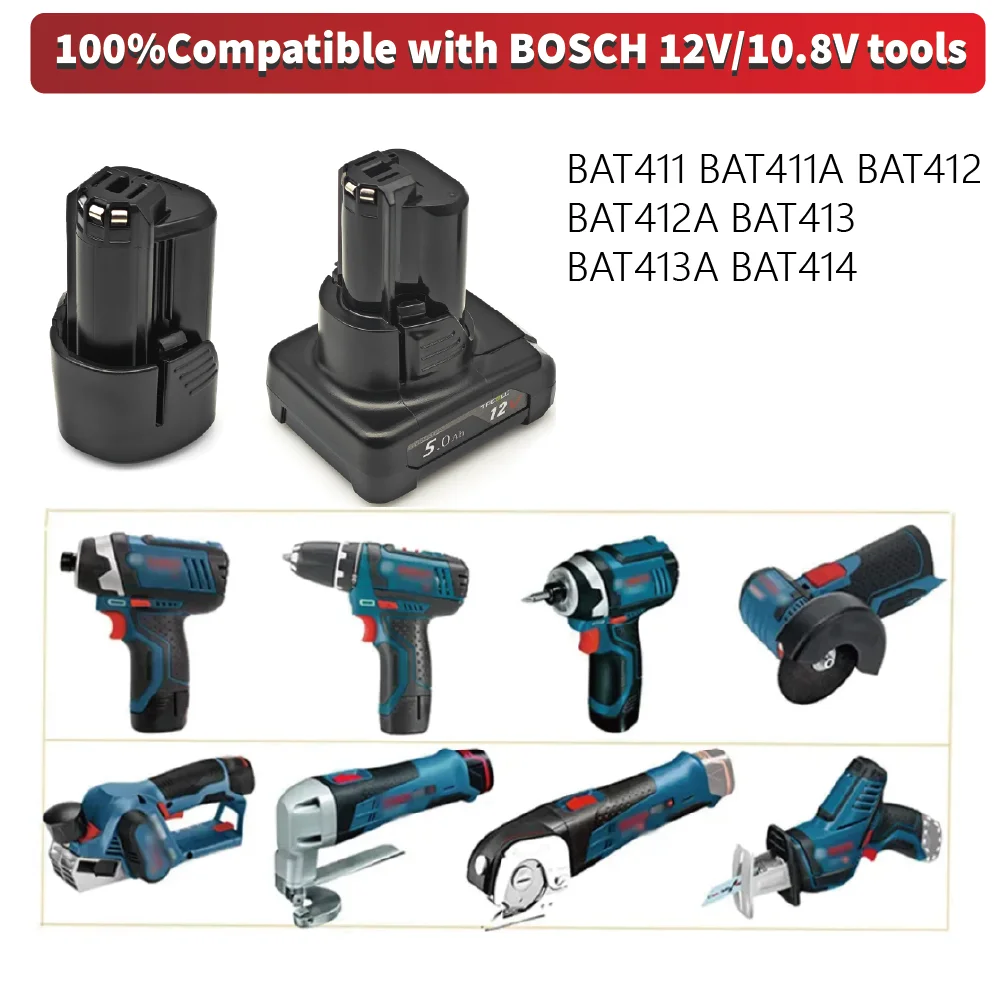 Náhradní baterie TPCELL 12V Bosch 2,5/5Ah BAT411 Bosch 12V Baterie pro BOSCH BAT412A BAT413A D-70745GOP 2607336013 2607336014 - náhled 5